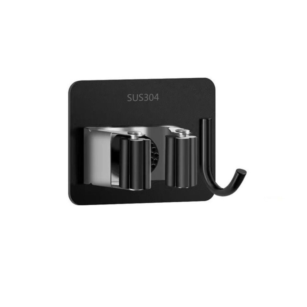 Silver/Black Stainless Steel Mop Holder Waterproof Mop Organizer Clip Mop Hook Mop Rack  Kitchen