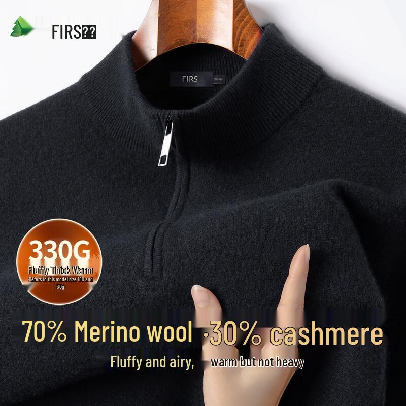 FIRS Men's Wool-Cashmere Blend Crew Neck Knit Sweater