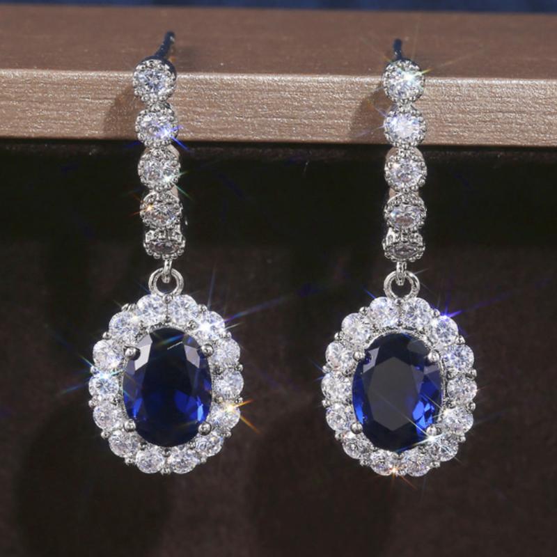 

CAOSHI Elegant Female Drop Earrings with Bright Blue CZ Temperament Women Wedding Accessories Trendy Delicate Design Zircon