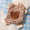 Cartoon Pattern Kawaii Pet Clothes Keep Warm Striped Pajamas Winter Puppy Clothes Cotton Animal Clothing Dog Jumpsuits Yorkshire