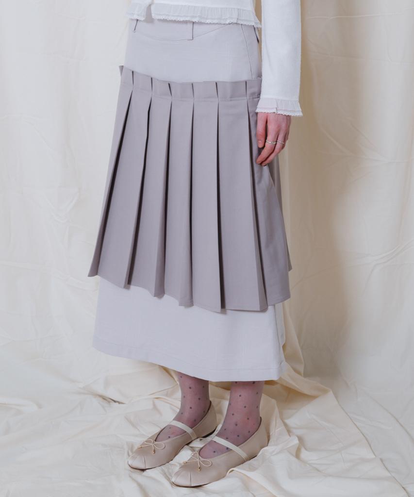 Telelu Pleated Layered Skirt Gray