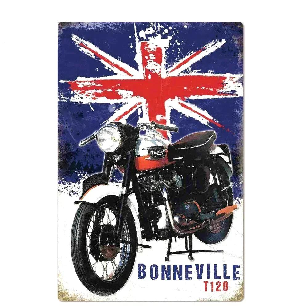 Signs Vintage Shabby Metal Tin Sign Motorcycle Rider Poster Art Tinplate Plaques Garage Motor Club Decor Painting Art Wall Plate