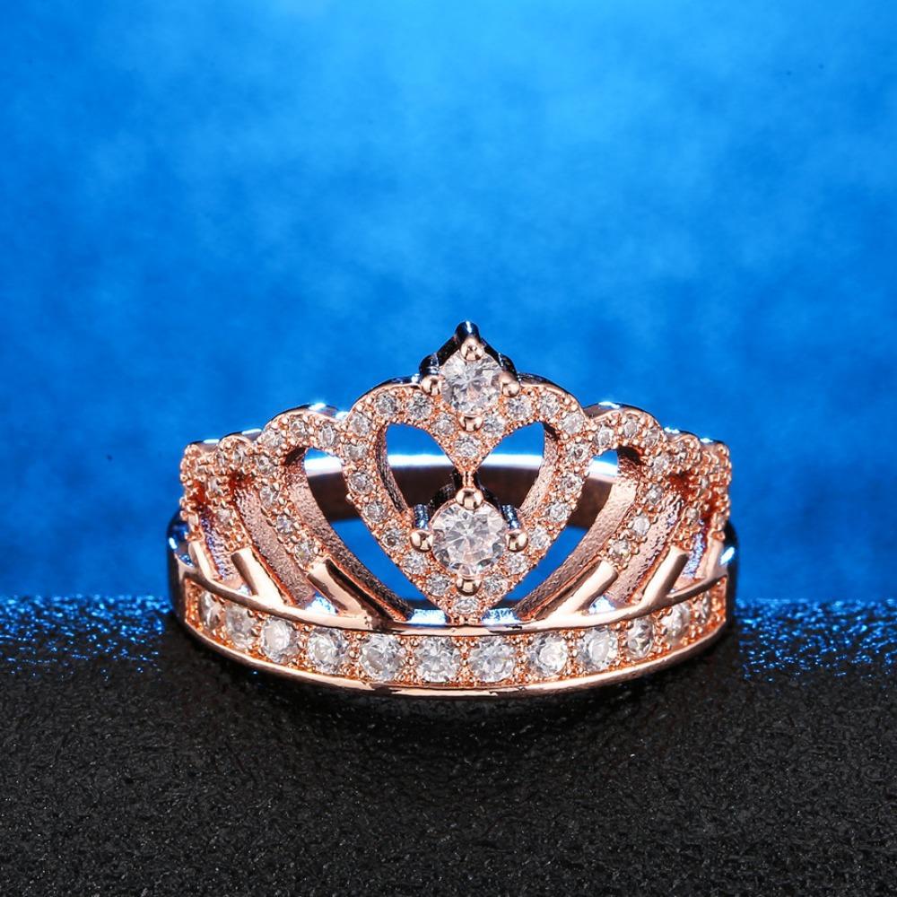 Elegant Crown Zircon Silver Rings for Women Fashion Jewelry Creative Hand Accessories