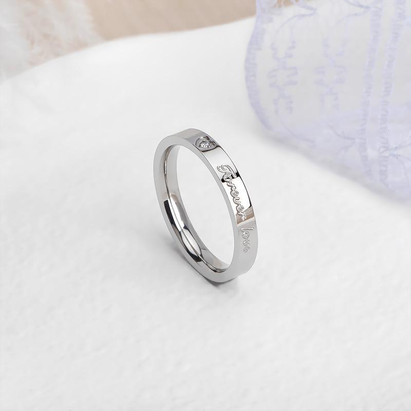 Stainless Steel Gold/ CopperColor Forever Love Zirconia Finger Ring for Women Size 5-10# Wedding Band Engagement Jewelry Gifts