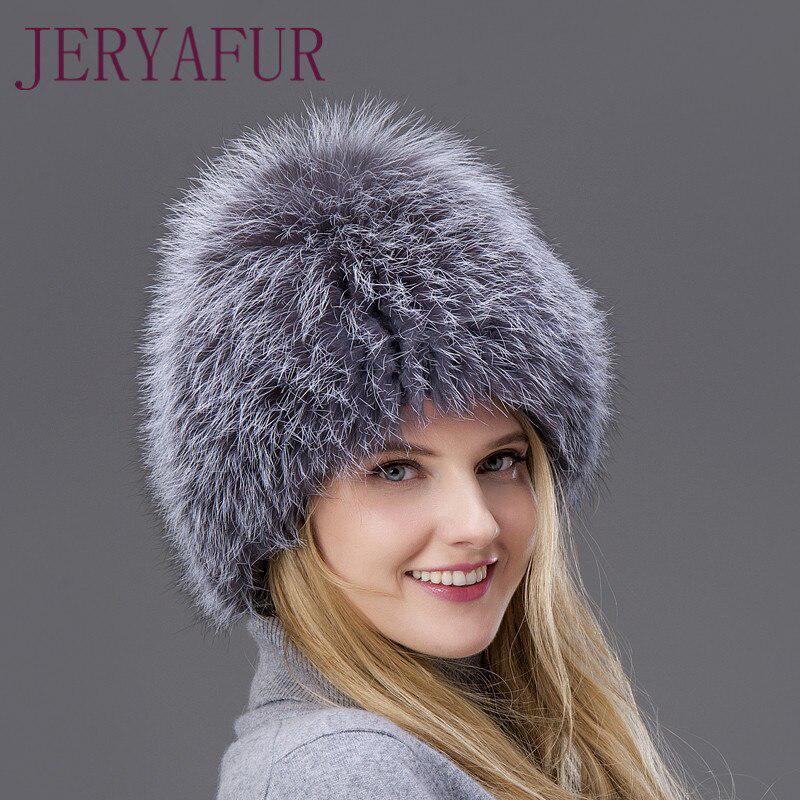 JERYAFUR Russian style women's winter imitation fox fur hat, ecological fur with lining, suitable for cold winter