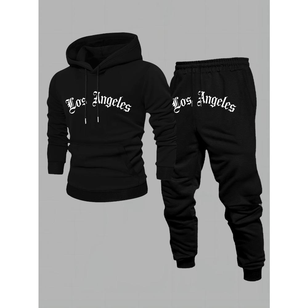 

Los Angeles Men s Hoodie and Long Pants Two Piece Set Autumn Winter Casual Fashion Outfit S
