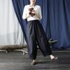 Xi Mo Women's Distressed Washed Cotton Linen Wide-Leg Casual Summer Pants