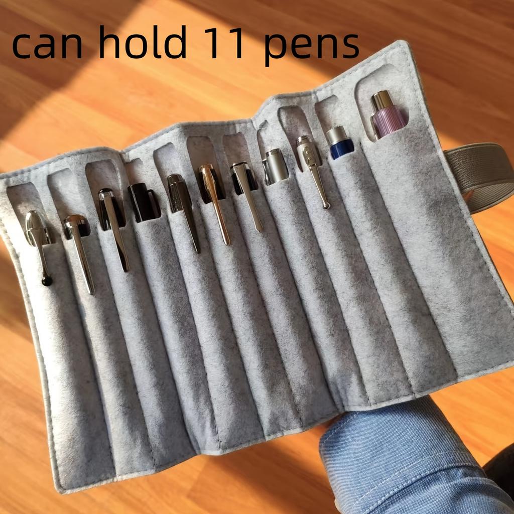 11-Pen Capacity Felt Roll-Up Pen Curtain, Multifunctional Storage Bag for Pens & Brushes