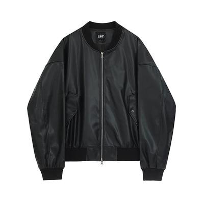 Giacca Corta in Pelle da Uomo, Cappotto Largo Autunno e Inverno, Giacca di Pelle da Motociclista alla Moda Stile Coreano