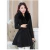 Women Wool Coat Mid Length Fur Collar Slim Nizi Autumn Winter
