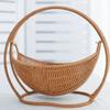 Faux Woven Cat Bed Semi Enclosed Cat Cave Bed Waterproof Indoor Cat House Basket Style Pet Bed for Cats