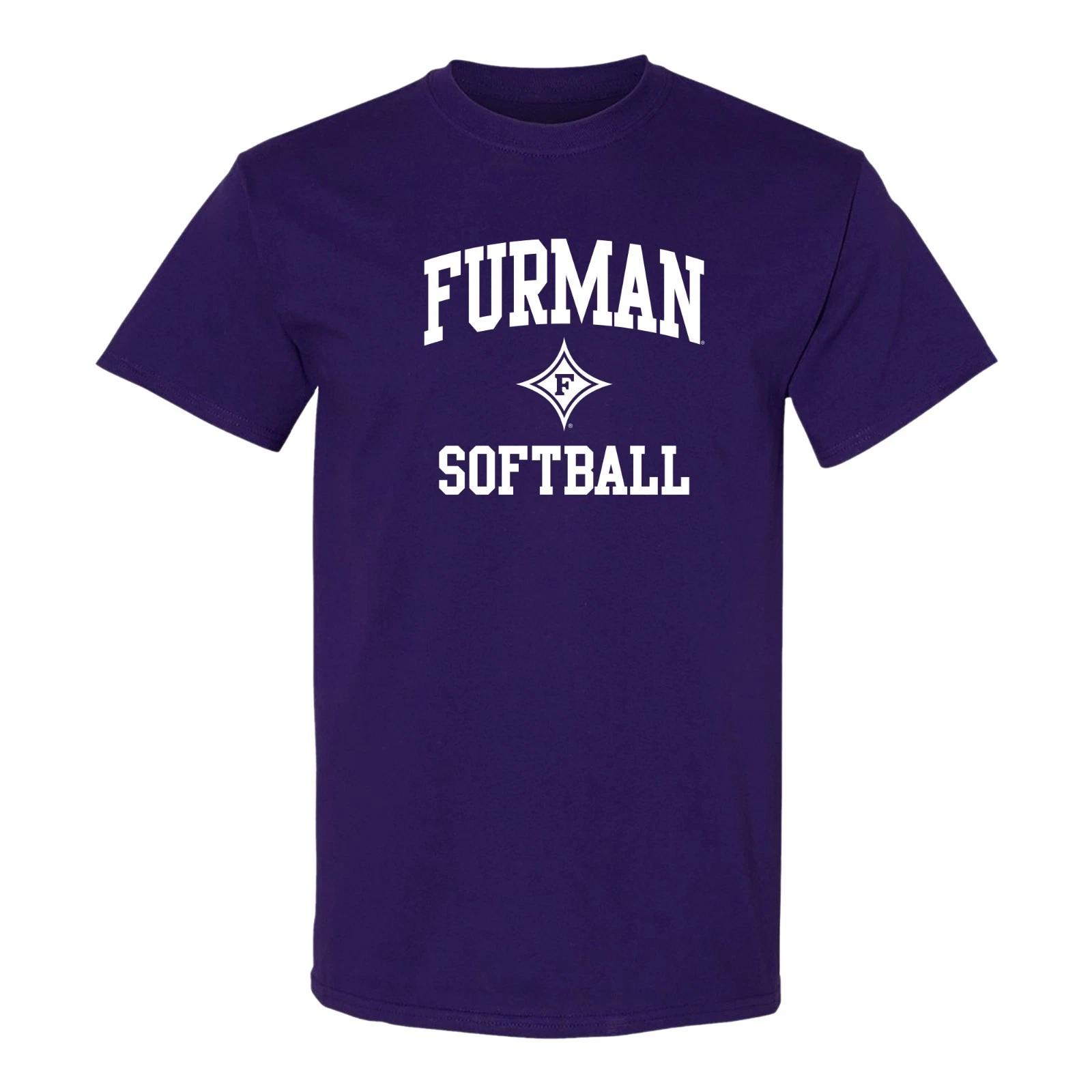 Furman Arch Logo Softball T-Shirt - Purple XL