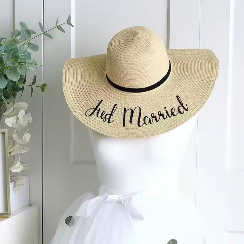 Bride To Be Just Married Honeymoon Summer Beach Sun Hat Destination Wedding Bridal Shower Bachelorette Hen Party Decoration Gift