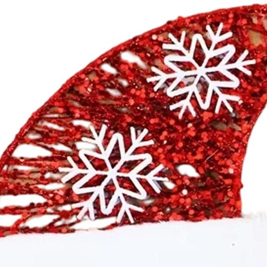 Unique Tree Top Decoration Santa Hat Christmas Topper with Fluffy Pom Ball, 10 Inch Metal Red Fabric Wire Treetop Ornament Spring Base for