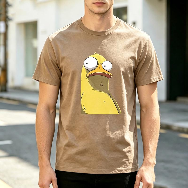 Funny Cartoon Duck Face Graphic T Shirt For Unisex 100 Cotton Crewneck Casual Humor Animal Tee For Summer Streetwear Daily Wear