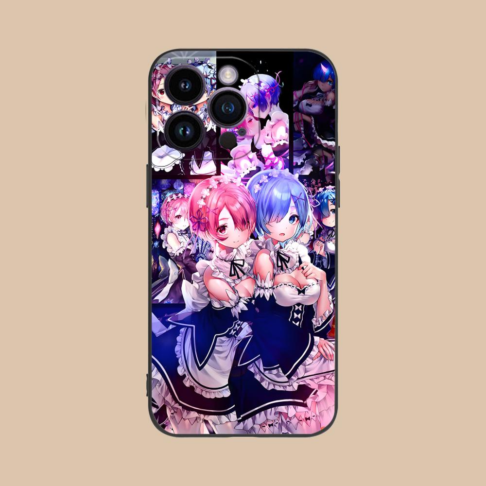 ReZero Rem Ram Matte TPU Mobile Phone Case for iPhone 17 16 15 14 13 12 11 X XR XS 8 7 Air Pro Max Plus Mini Colorful Cover