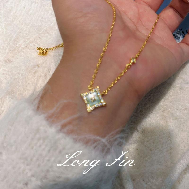 Shining Star Series Set Necklace Bracelet Earrings Fritillary Quadrangle Diamond High-End Jewelry Live Special For