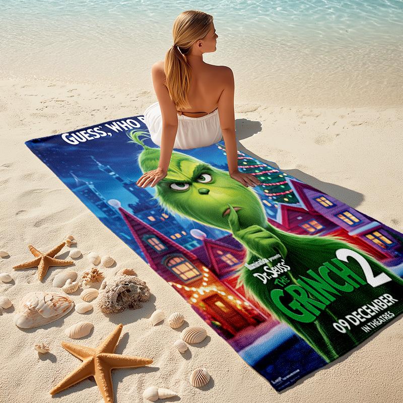 Christmas Gift Oscar Comedy Movie How the Grinch Stole Christmas soft beach towel outdoor camping vacation swinging beach scarf decorative blanket B22