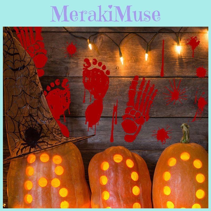 Scary Halloween Bloody Hand Foot Print Stickers For Realistic Zombie Party Decor
