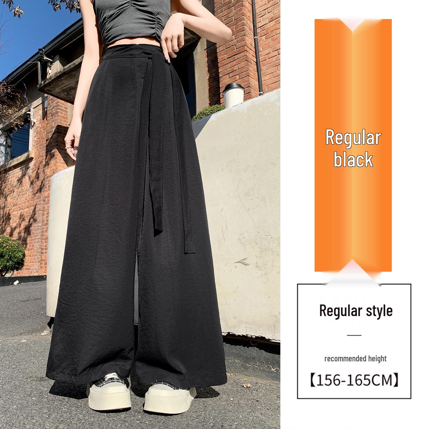 Women s High-Waisted Wide-Leg Ice Silk Pants - Summer Thin, Loose, Slimming, Floor-Length Casual Trousers S