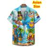 Herren Hawaiianhemd Tropisches Bananenmuster Lustig 3D-Druckhemd Kurzarm Einreiher Strandhemden Damen Bluse
