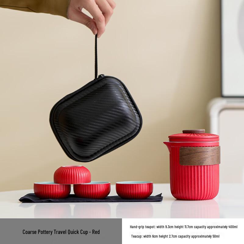 Portable Ceramic Tea Set with 1 Pot and 4 Cups
