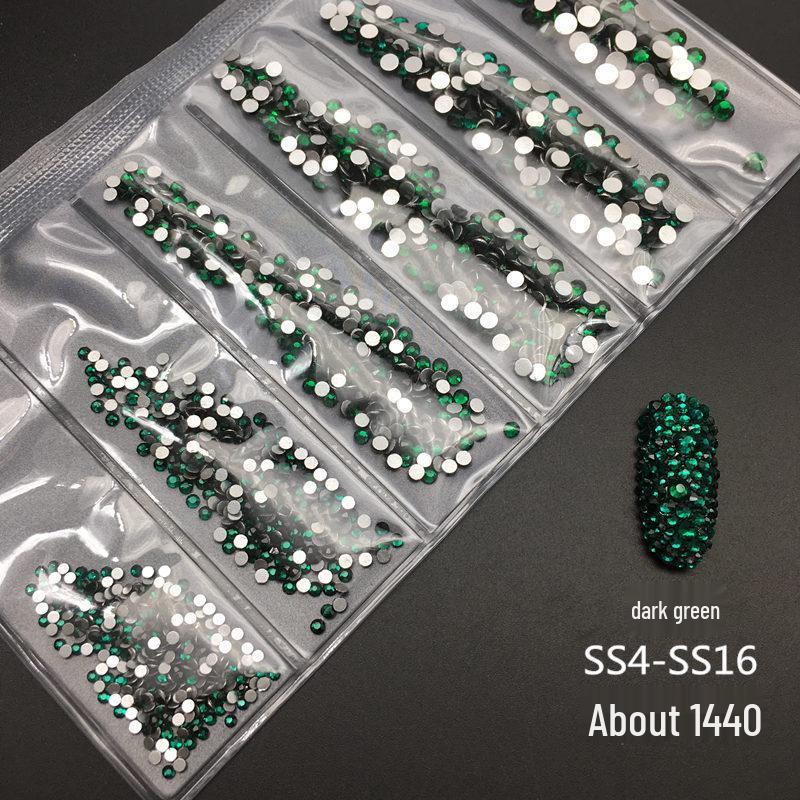 6-Grid Flat-Back Nail Art Rhinestone Set (1440pcs) - Mixed AB & Clear Glass Rhinestones Nail Decorations