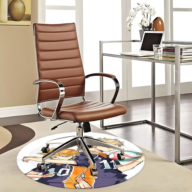 

1pc Haikyuu!! Anime Volleyball Team Uniform Round Carpet - Office Chair Mat, Non-Slip Rug for Home Decor, Gift, Suitable for Office, Living Room, Bedr 80cm by 80cm