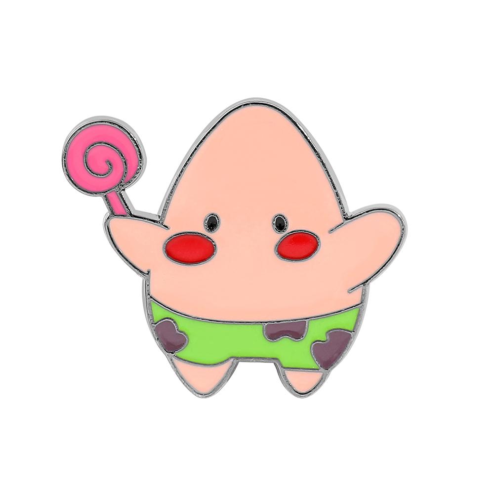 Cute Chubby Enamel Pins Squidward Tentacles & Patrick Star Brooch Badge for Backpack Collar Lapel Fashionable Jewelry Accessory