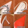 -B new pointed front bag rear empty fairy satin high heels thin heel rhinestone temperament single shoes woman
