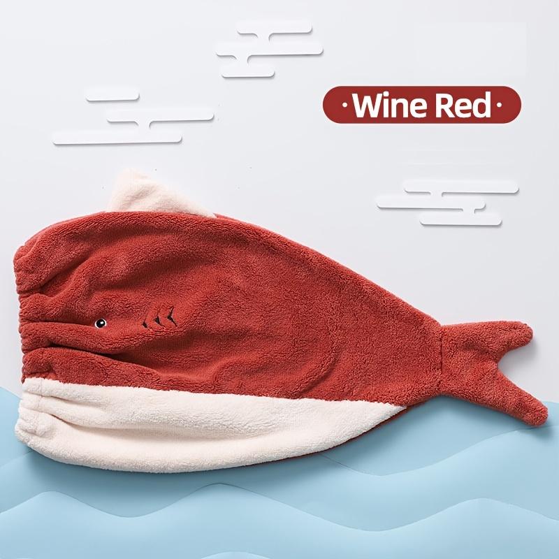 2 peças Touca de Secagem de Cabelo de Lã de Coral Ultramacia com Design de Peixe, Envoltório de Toalha Absorvente de Secagem Rápida, Presente Bonito para Uso Doméstico Mistura de Poliéster, Lavável à Máquina