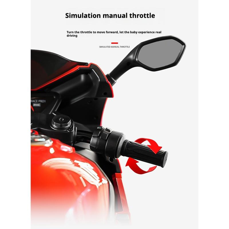 Children's Electric Motorcycle Dual Drive Children's Car with Remote Control Bluetooth Music LED Light Microphone Luminous Wheel