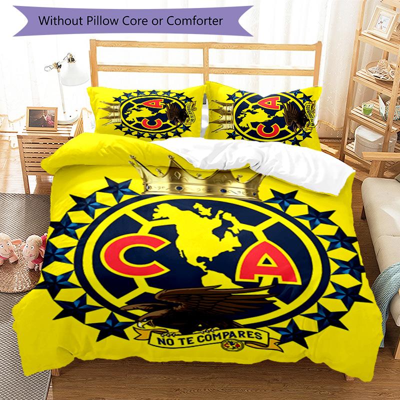 Club América 3pcs Bedding Set Duvet Cover Closure Includes 1 Duvet Cover & 2 Pillowcases for All Seasons Bedroom Home Dorm Decor