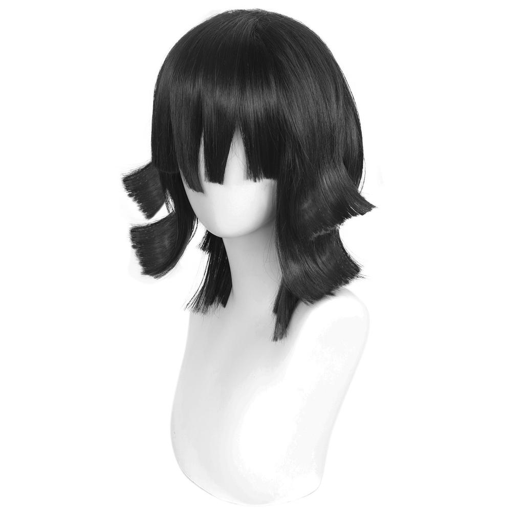 Demon Slayer Blade Black Little Bana Snake Pillar Layered Short Hair Anime Cos Wig