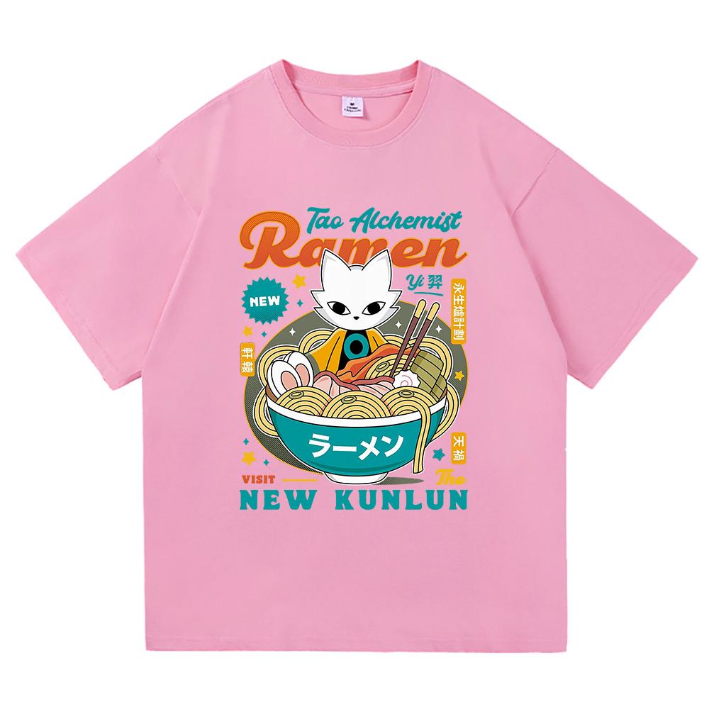 Funny Cute Nine Sols Yi Ramen T Shirt Men/Women Japanese Anime Noodles T-Shirt Unisex Video Game Vintage Sand Cotton Tees Shirts