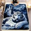 Weißer Tiger Burg Schneeberg Tierwelt Kunstdecke Flanell Weiche Überwurfdecke für Schlafzimmer Dekoration Majestätisches Tier Design