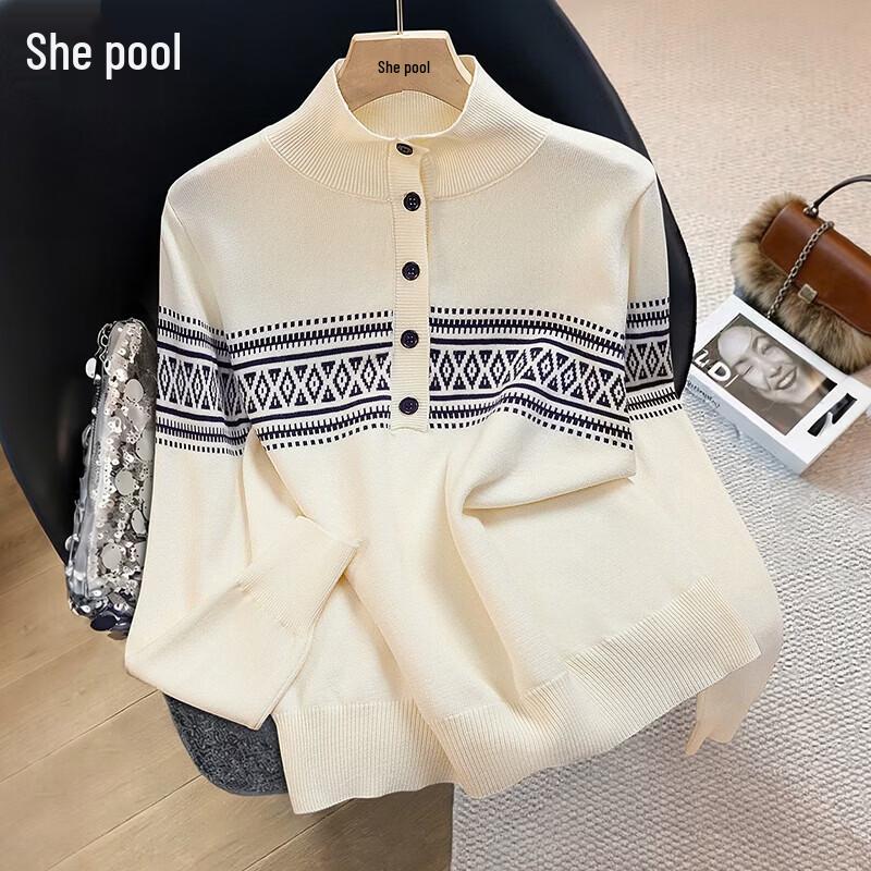 Women s Fair Isle Half-Button Knit Pullover One Size