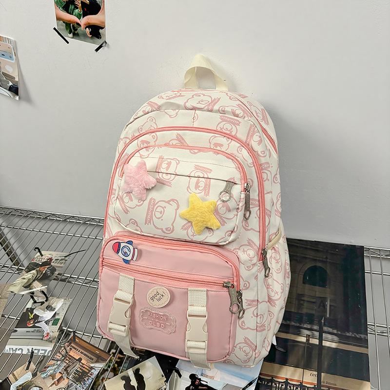 New high-value, fresh, sweet and cute bear backpack, large-capacity backpack for junior high school students