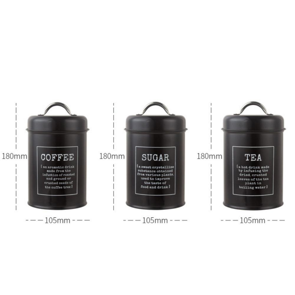 

3 Pcs Metal Storage Canister Set Storage Jar Reusable Coffee Tea Sugar Tins Sealed High-capacity Candy Cookie Jar чёрный