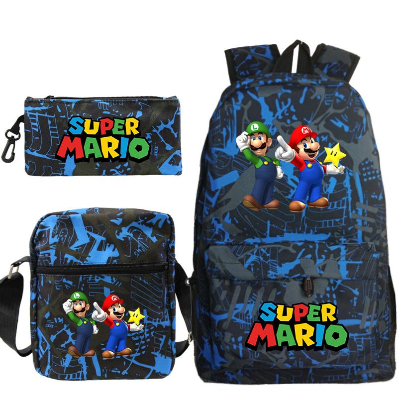 Super Mary Three-Piece Schoolbag, Male And Female Students, Large-Capacity Schoolbag, Shoulder Bag, Pencil Case.