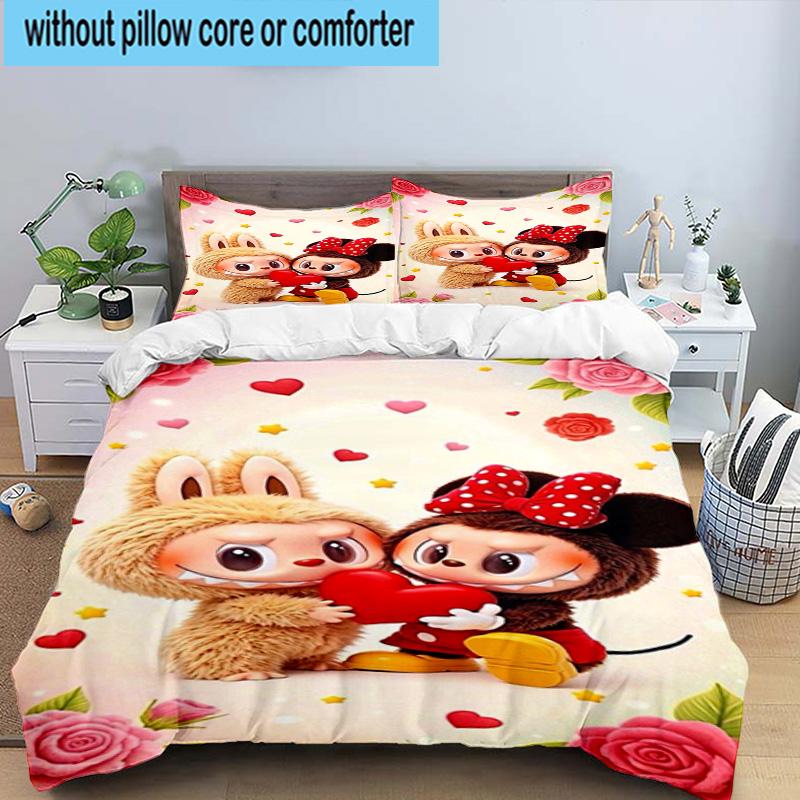 3PCS Labu-bu Friends Adventure 3pcs Bedding,Including 3PCS Duvet Cover And 2pcs Pillowcases Perfect for Christmas,Ideal for Bedroom, Dormitory