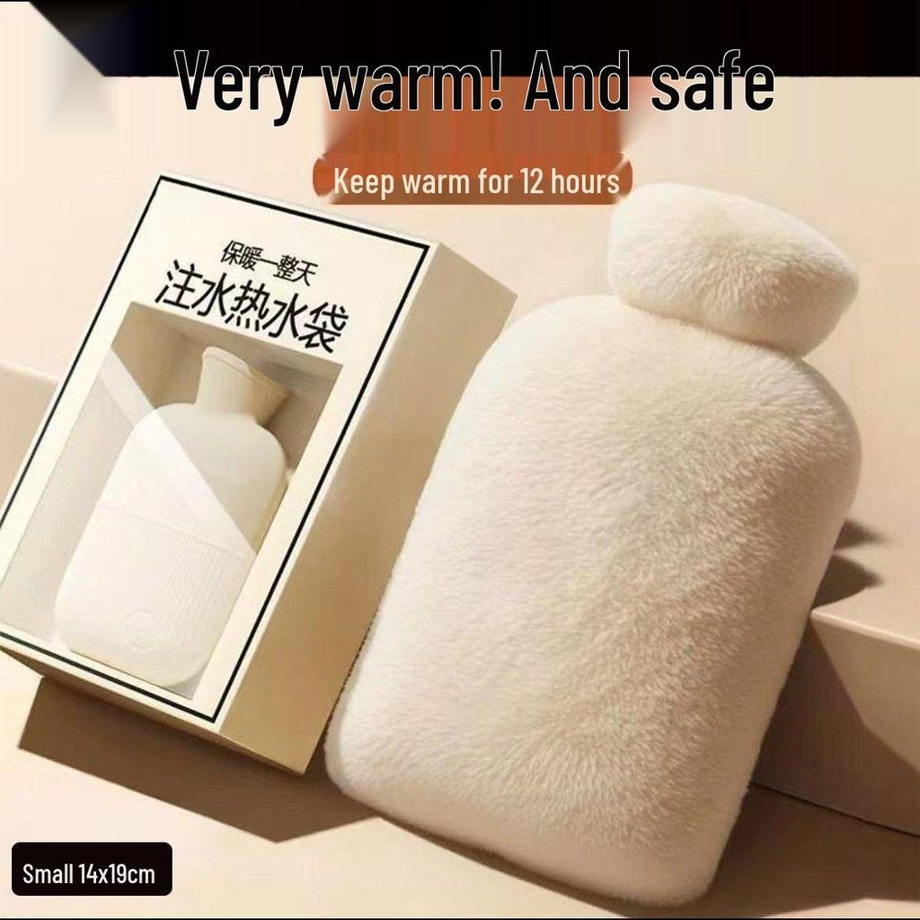 Plush Hot Water Bottle - Hand, Foot, and Bed Warmer, Small Size