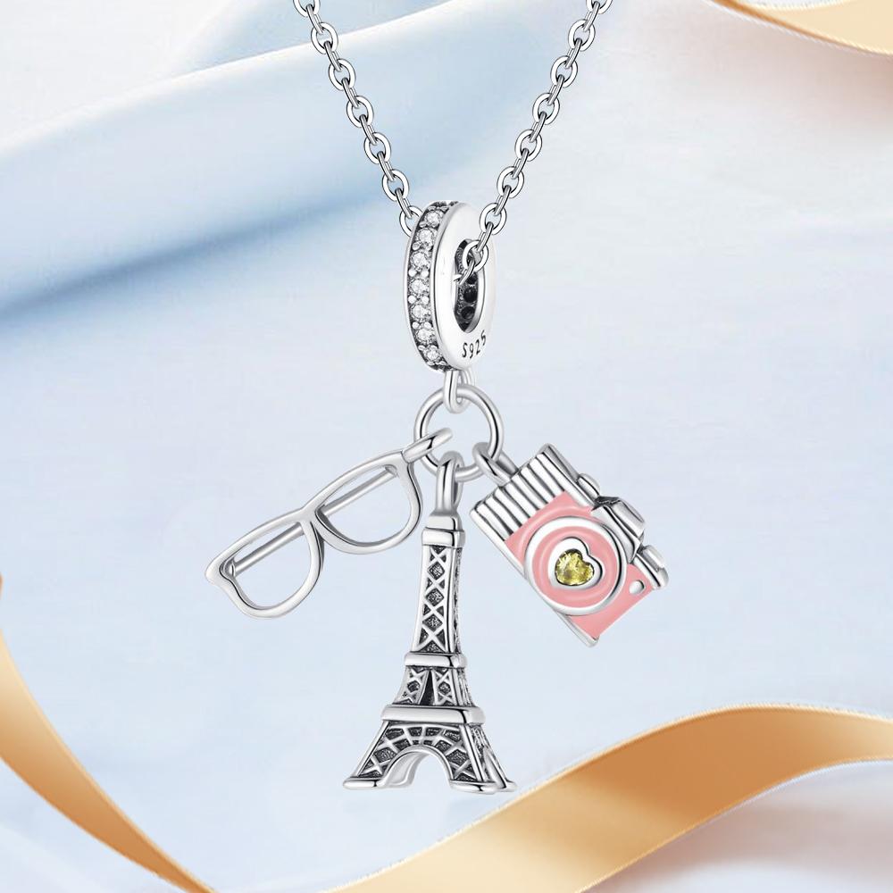 Charm Bead Components Plata Eiffel Tower Camera Glasses Copper Metal Plated Designed For Charm Bead Components Copper Metal Plated Authentic Original