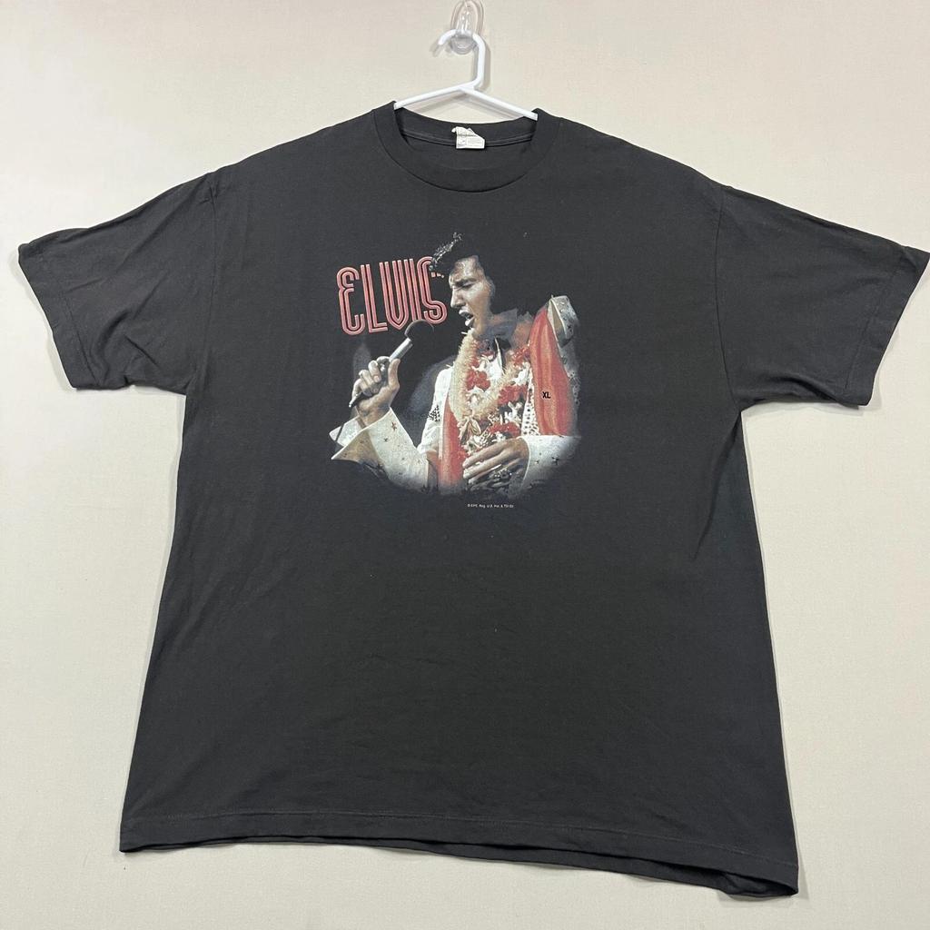Elvis Presley Echtes ALstyle Kurzarm Musik Schwarzes T-Shirt Herren XL