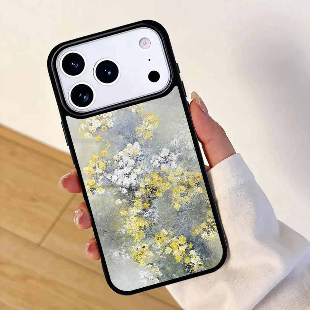 Oil Painting Boho Flower Art Mobile Phone Case for IPhone 17 AIR 16pro Max 15 14 13 12 11 Bumper Cover