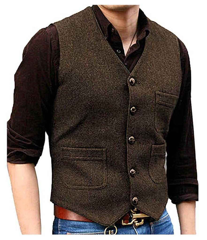 Men's V-Neck Wedding Vest - Perfect for Groom or Best Man