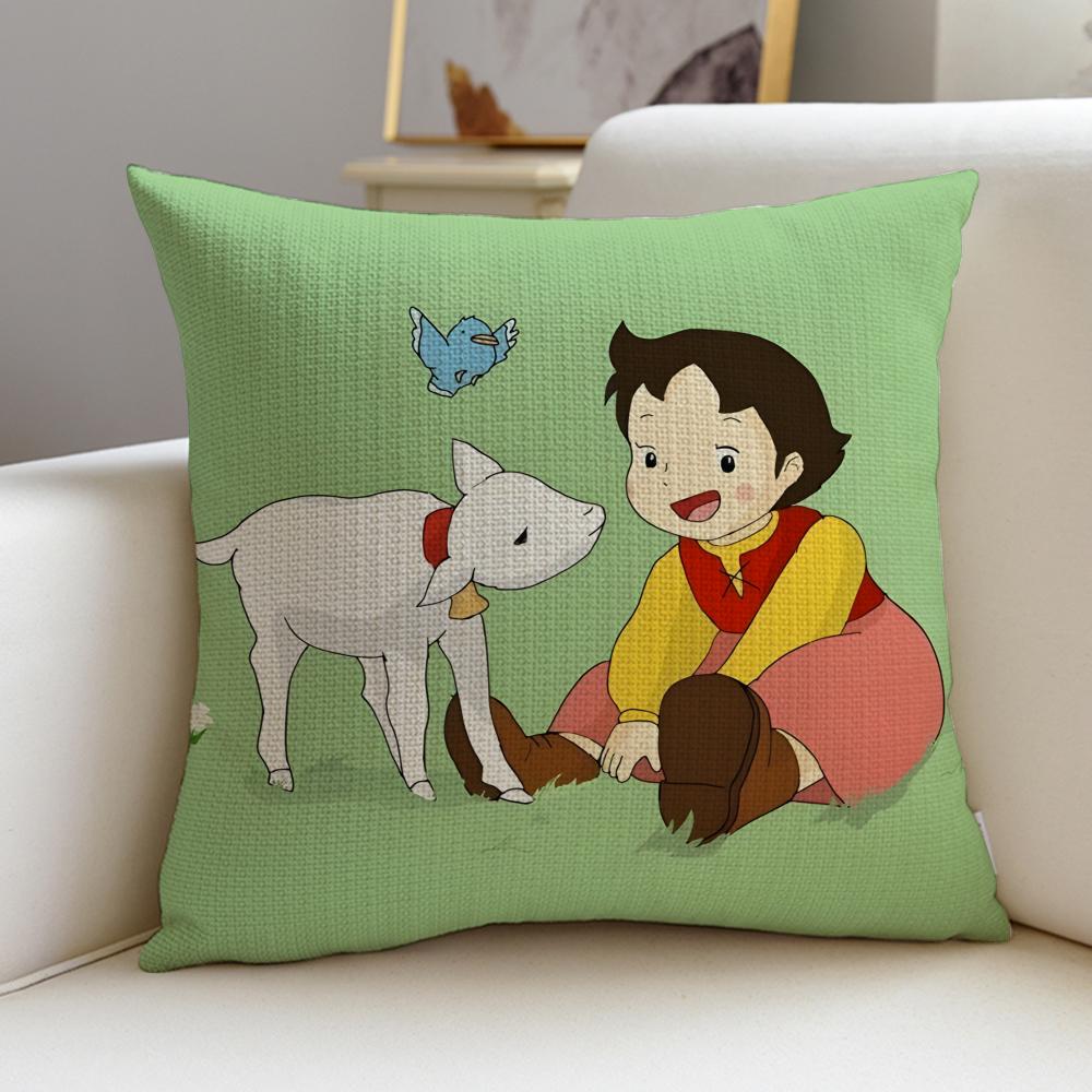 HHeidi Girl of the AlpsS Cushion Cover Breathable and skinfriendly linen pillowcase square removable and washable cushion