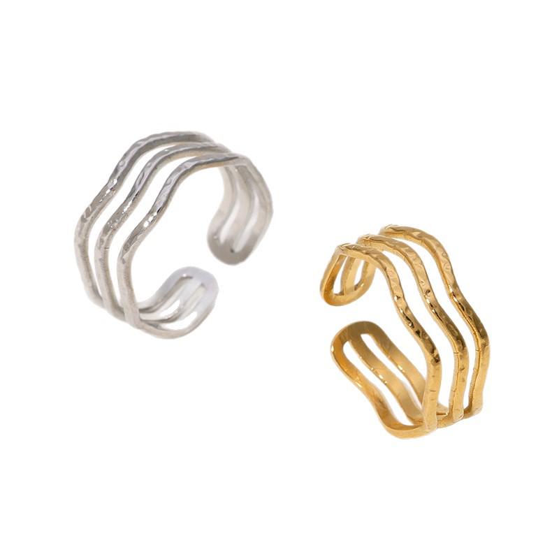 Trendy 18k Gold Titanium Steel Open Ring for Women, Fashionable and Non-Fading Jewelry