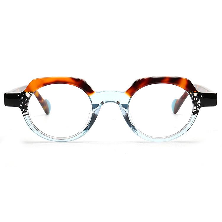 

Fashion Color Block Acetate Glasses Frame Women Myopia Blue Light Resistant Eyeglasses Men Optical Prescription Custom Eyewear