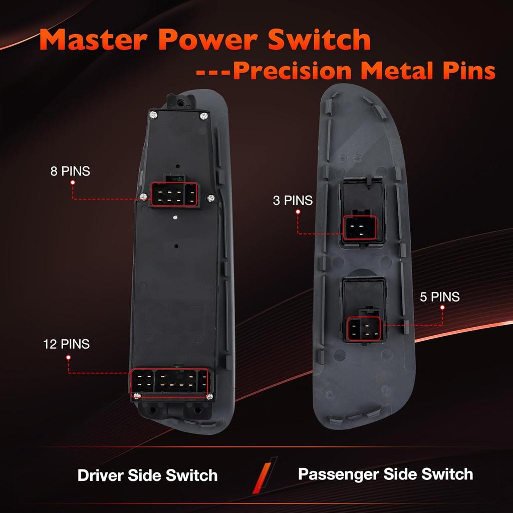 56049805AB Master Power Window Switch And Bezel(Driver & Passenger Side) Compatible With 2002-2009 Dodge Ram1500 2500 3500,2001-2004 Dodge